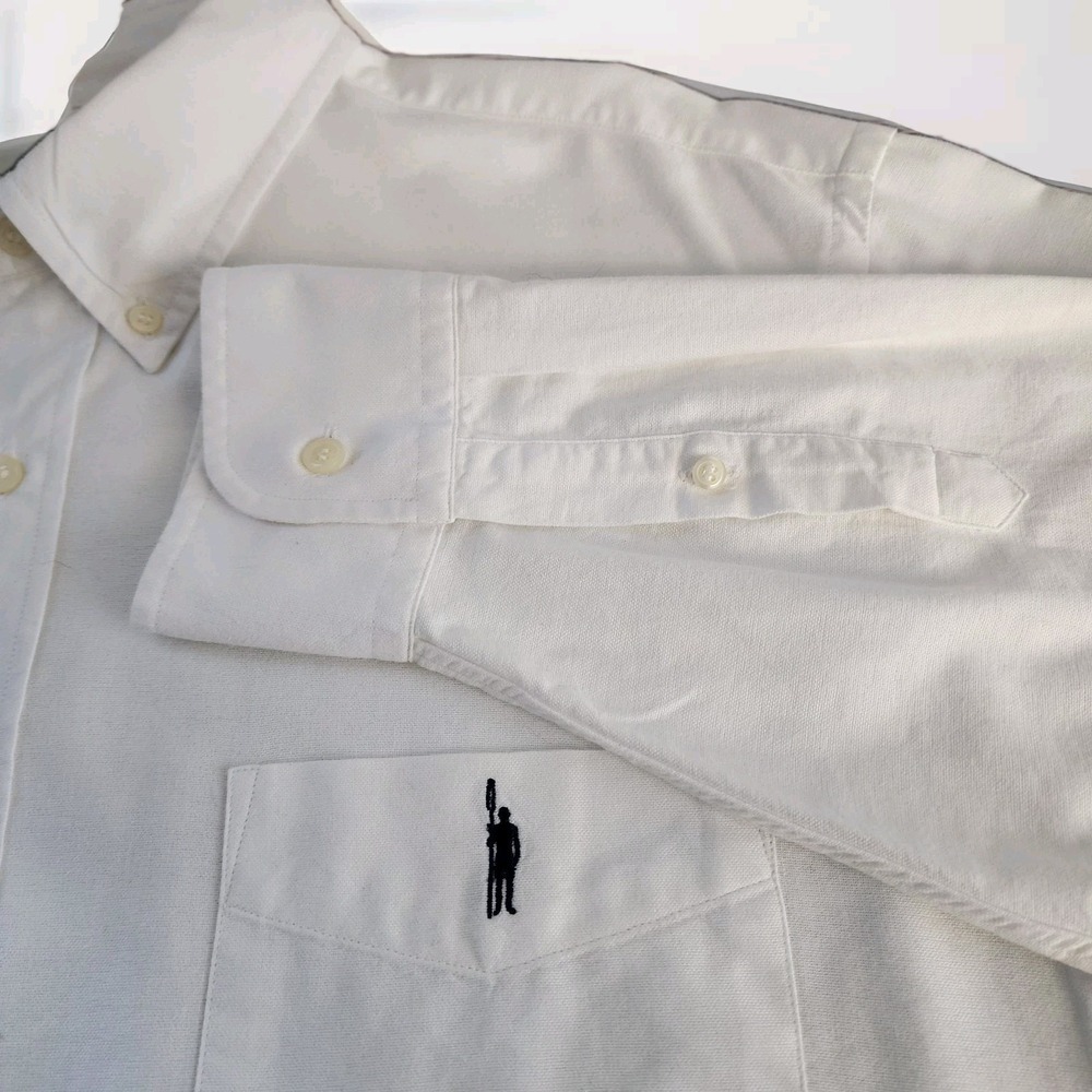 J Crew OARSMAN LOGO White Button Down‎ Shirt Cotton Twill Mens XL Oxford Preppy